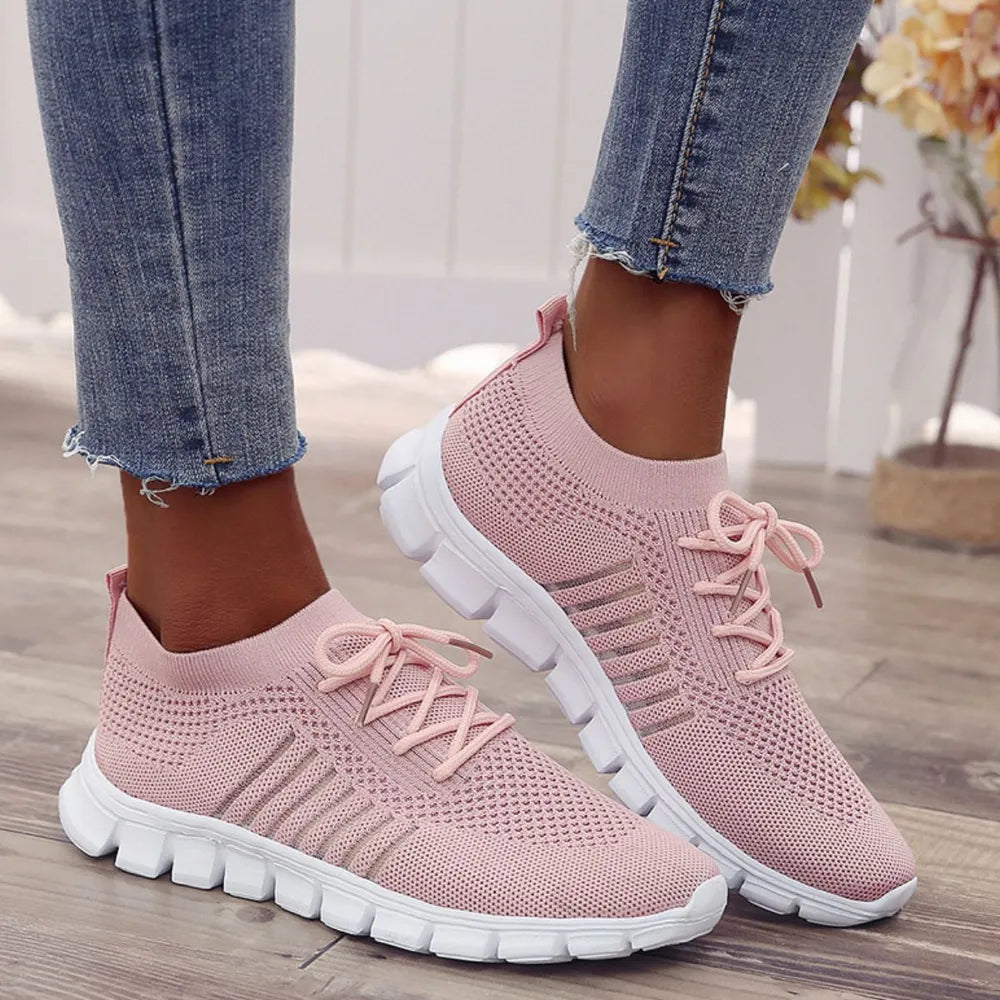 Breathable Mesh Round Toe Lace Up Athletic - Lilixa.store