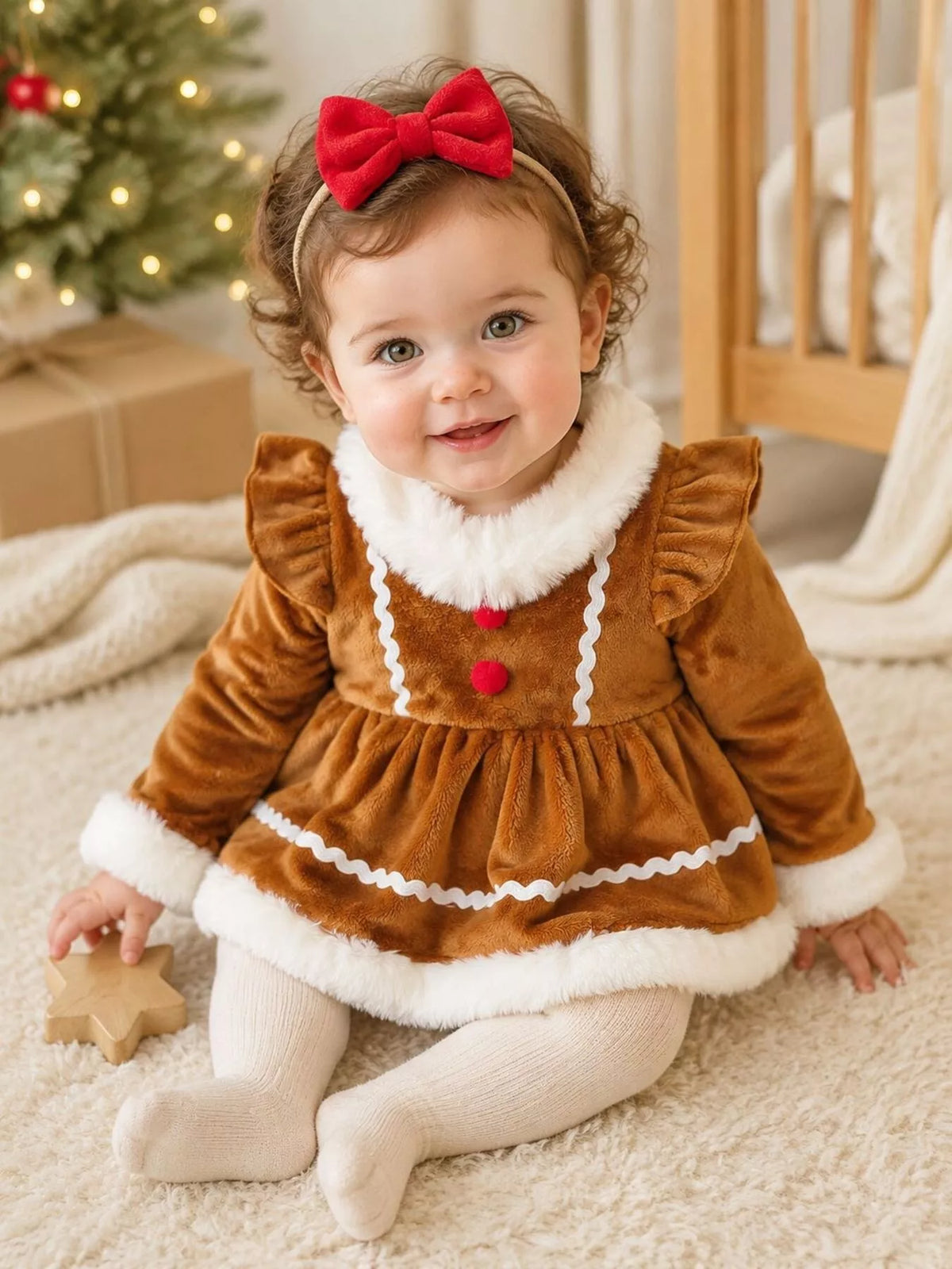 Children's Christmas Bodysuit Dress and Headband Set - Lilixa.store