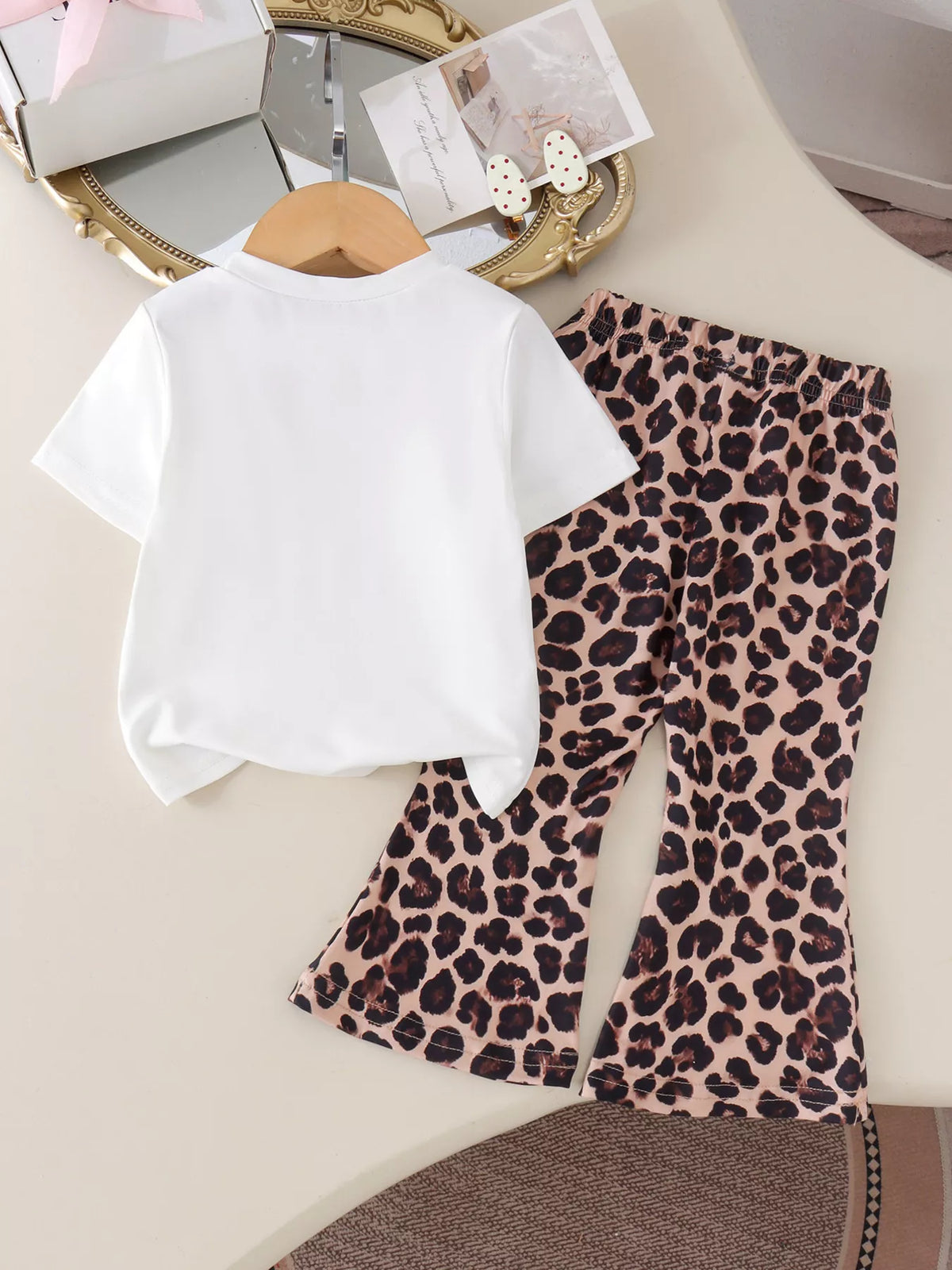 Children's Cherry Leopard Tee and Flare Pants Set - Lilixa.store