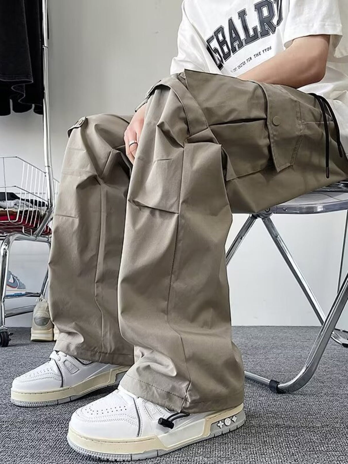 Men's Plus Size Loose Fit Multi-Pocket Cargo Pants, view 5