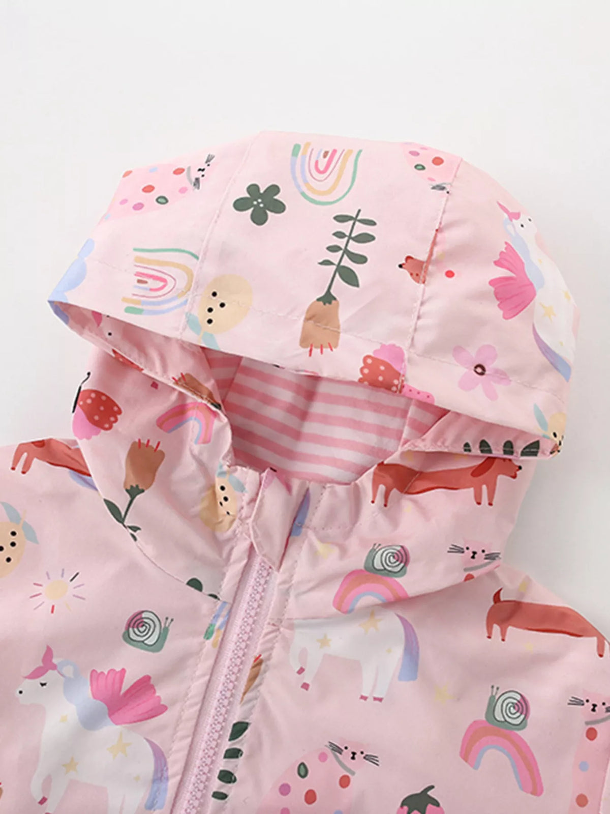 Children's Unicorn and Floral Print Hooded Jacket