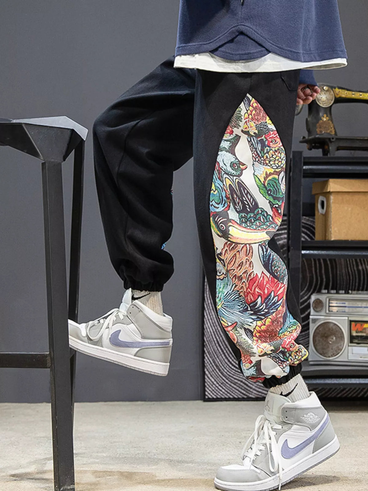 Men's Plus Size Printed Side Panel Joggers