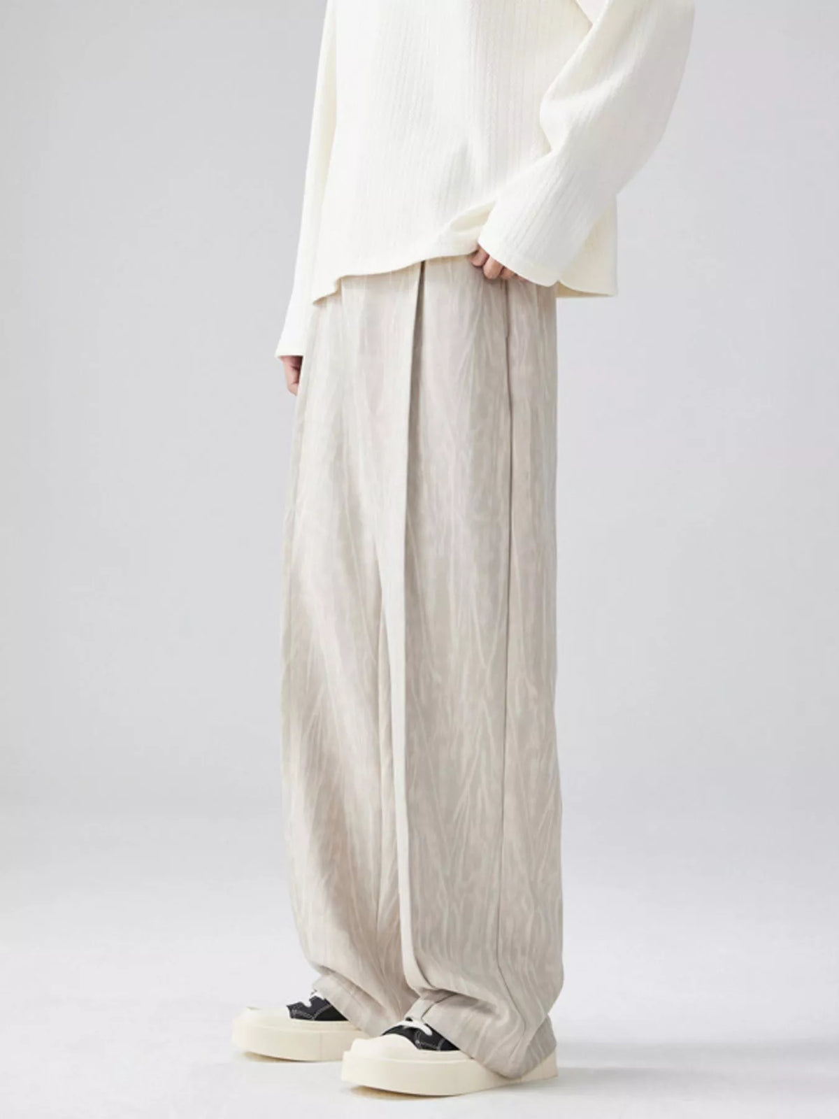 Men's Full Size Wide Leg Casual Pants Plus Size in Apricot