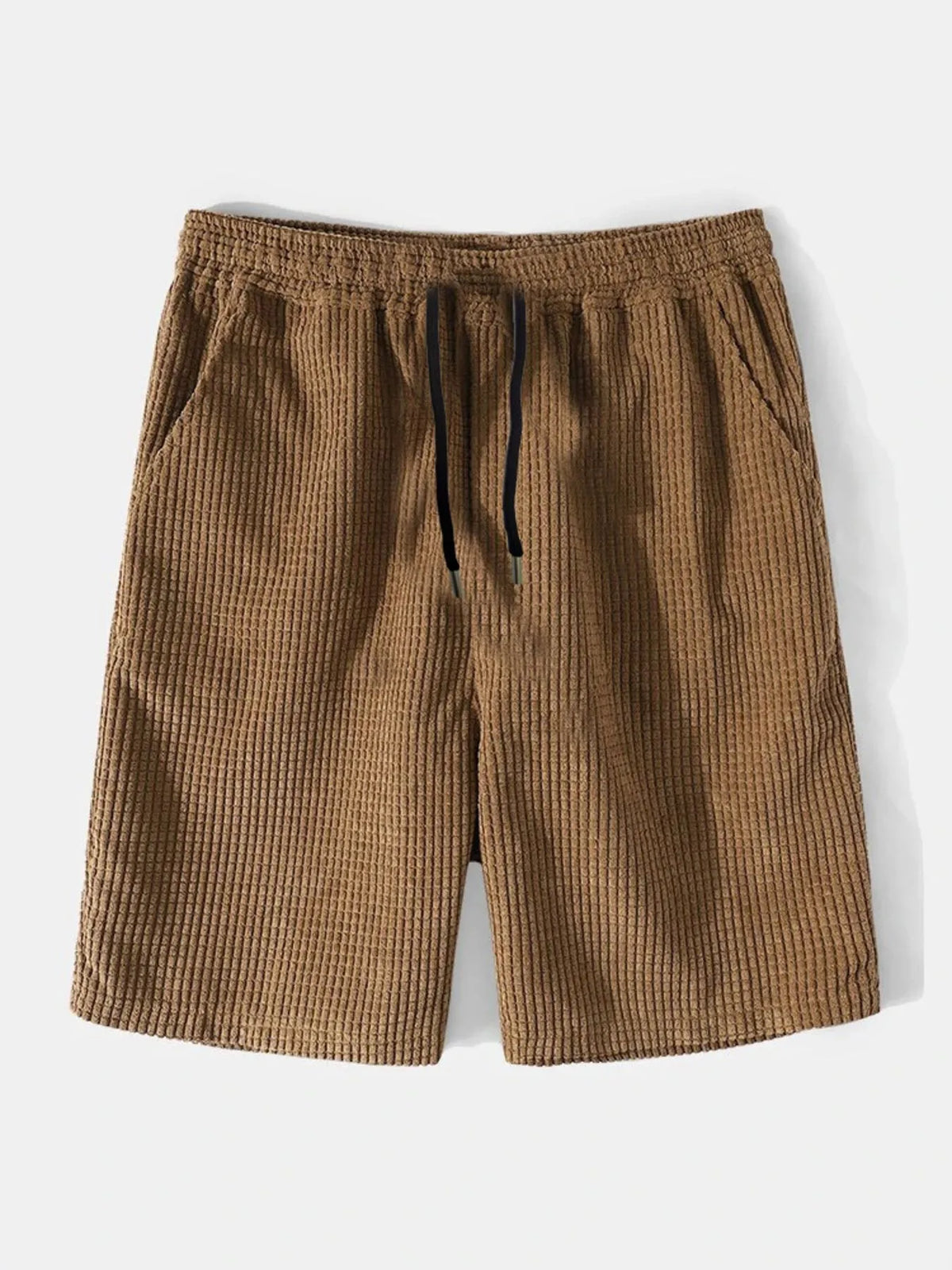 Men's Full Size Color Block Button Up Shirt and Shorts Set Plus Size in Brown, view 3