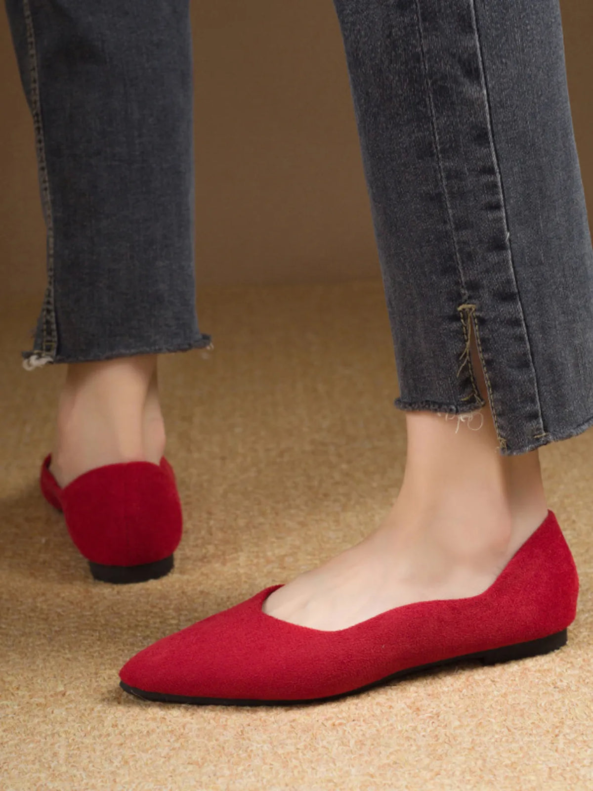 Solid Color Point Toe Slip-Ons, view 8
