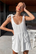 Full Size Scoop Neck Tie Shoulder Romper - Lilixa.store