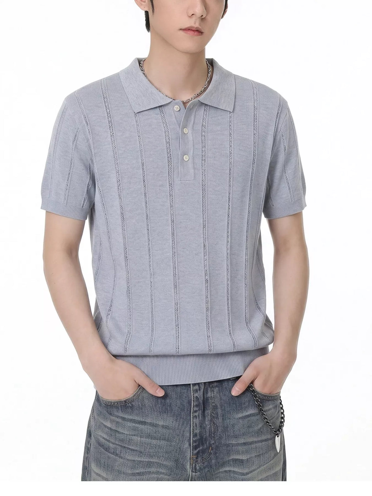 Men's Button Detail Short Sleeve Polo
