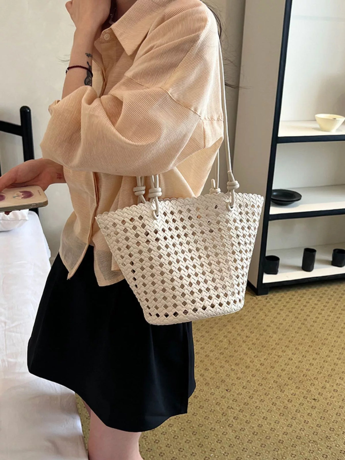 Woven Leather Shoulder Bag - Lilixa.store