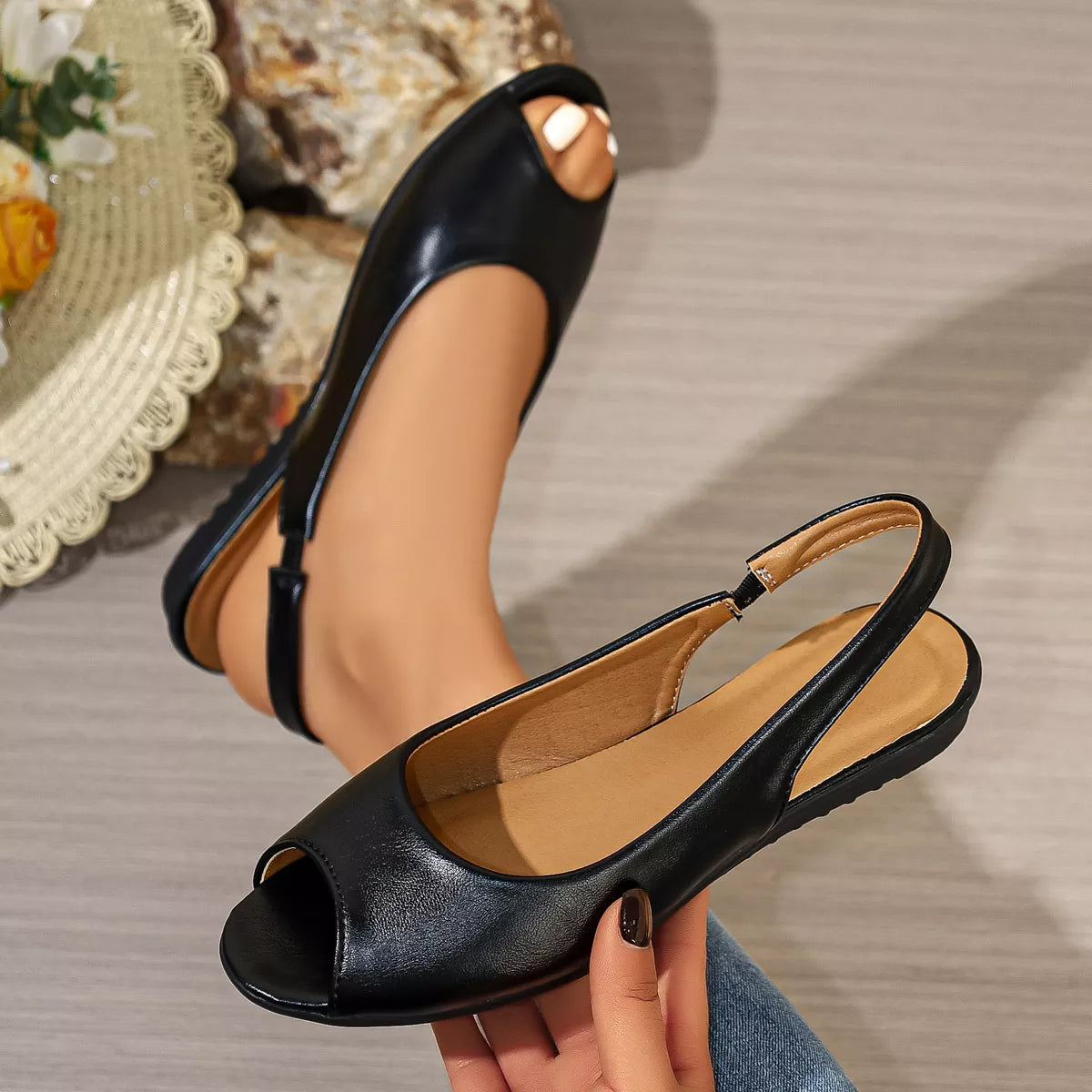 Peep Toe Flats Sandals - Lilixa.store