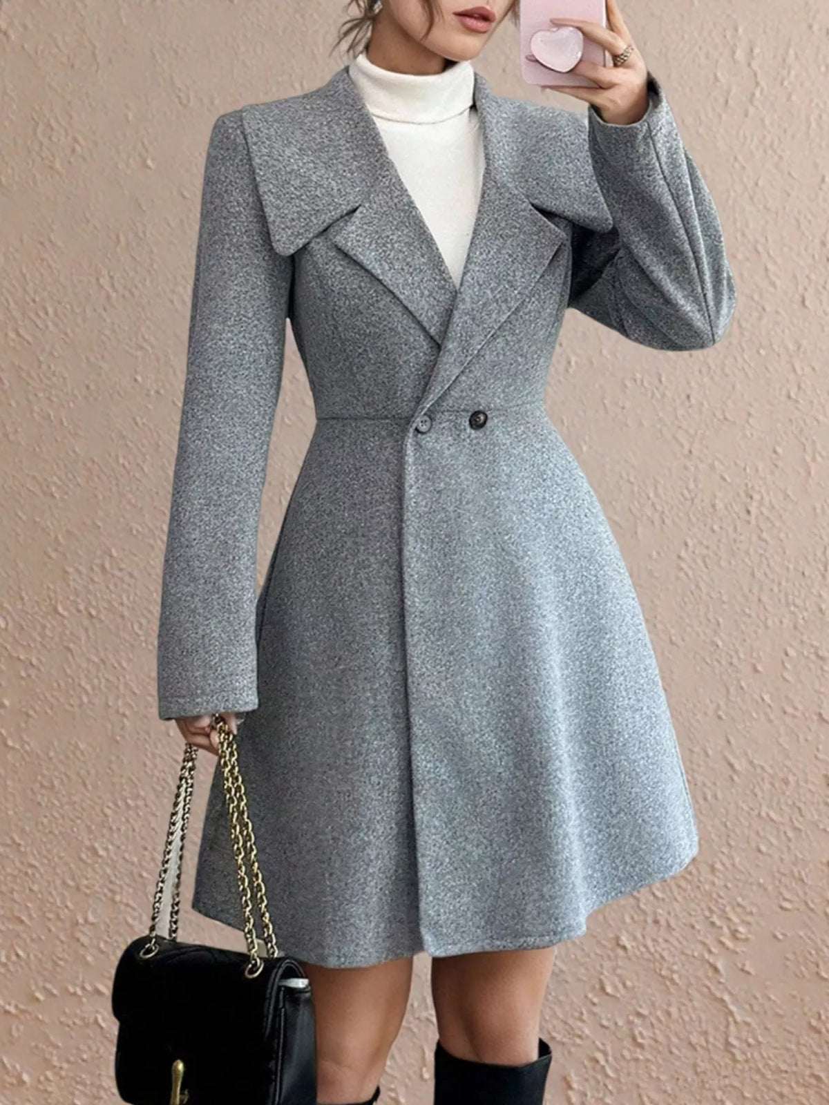 Double-Breasted Wool Blend Coat - Lilixa.store