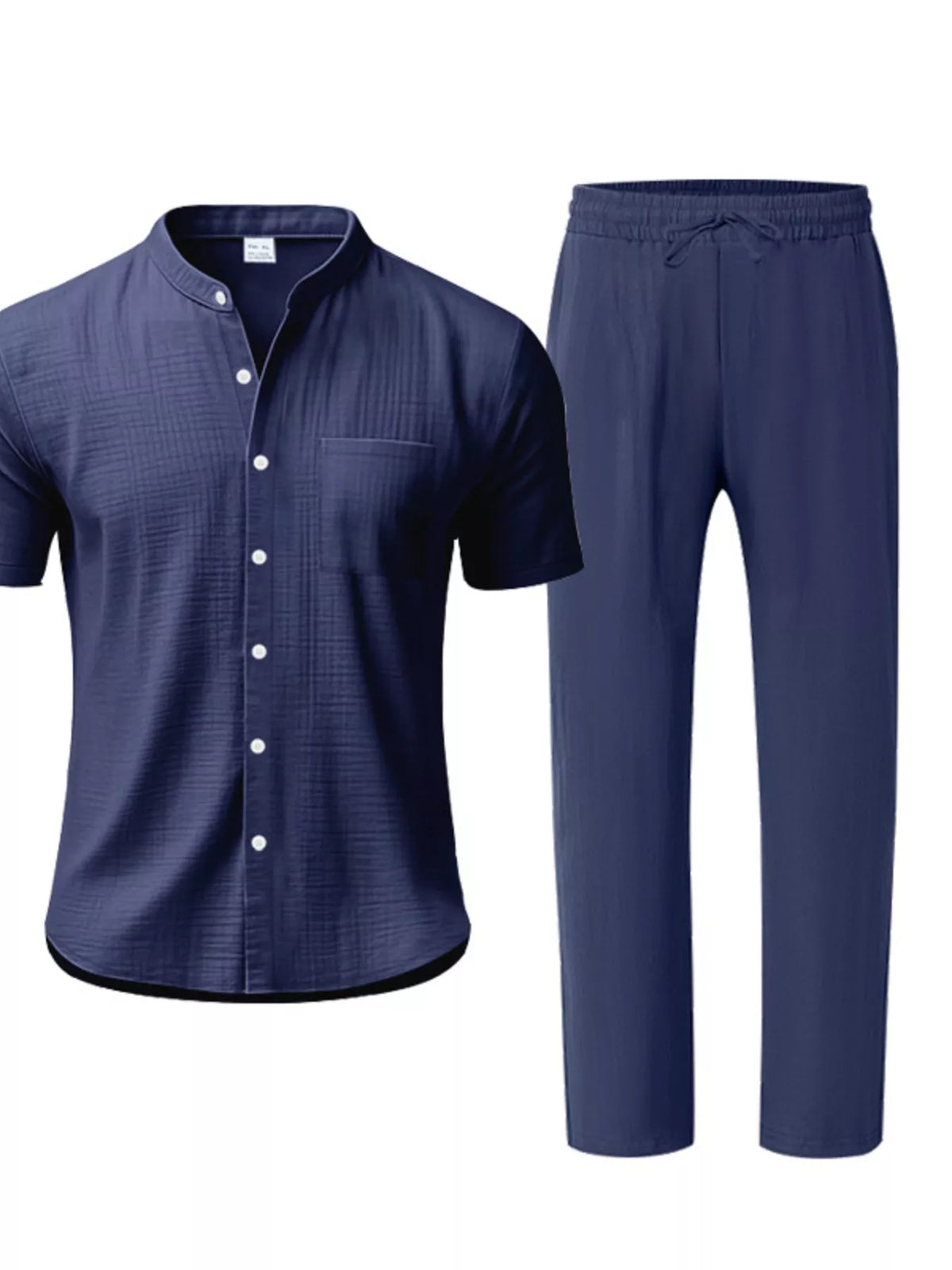 Men's Full Size Casual Button Up Short Sleeve Shirt and Pants Set Plus Size - Lilixa.store