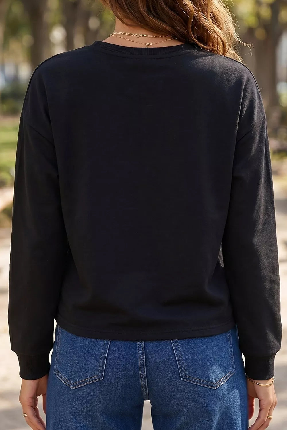 Rhinestone Pumpkin Long Sleeve Sweatshirt - Lilixa.store