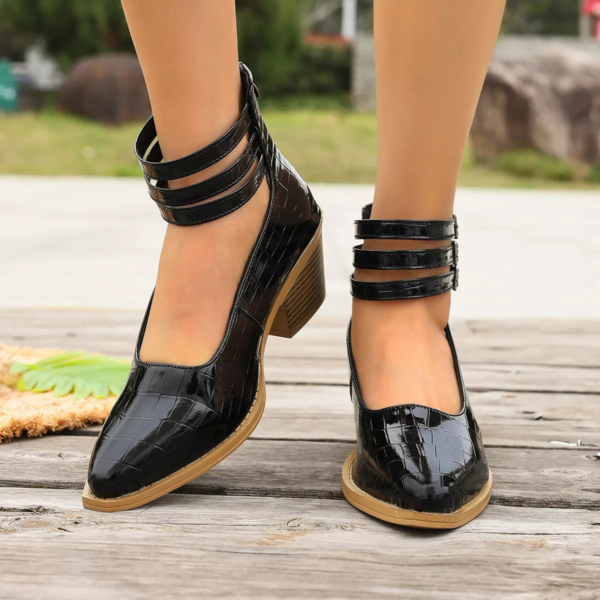 Point Toe Block Heels Pumps - Lilixa.store