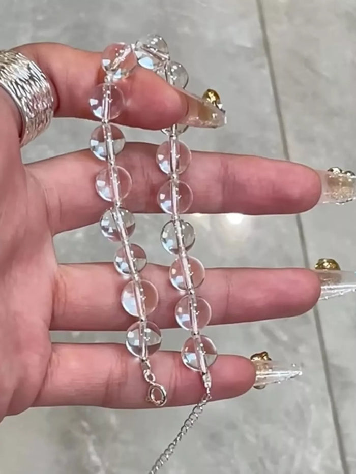 925 Sterling Silver Crystal Bead Bracelet - Lilixa.store