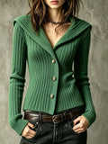 Full Size Ribbed Knit Button-Down Front Cardigan Plus Size - Lilixa.store