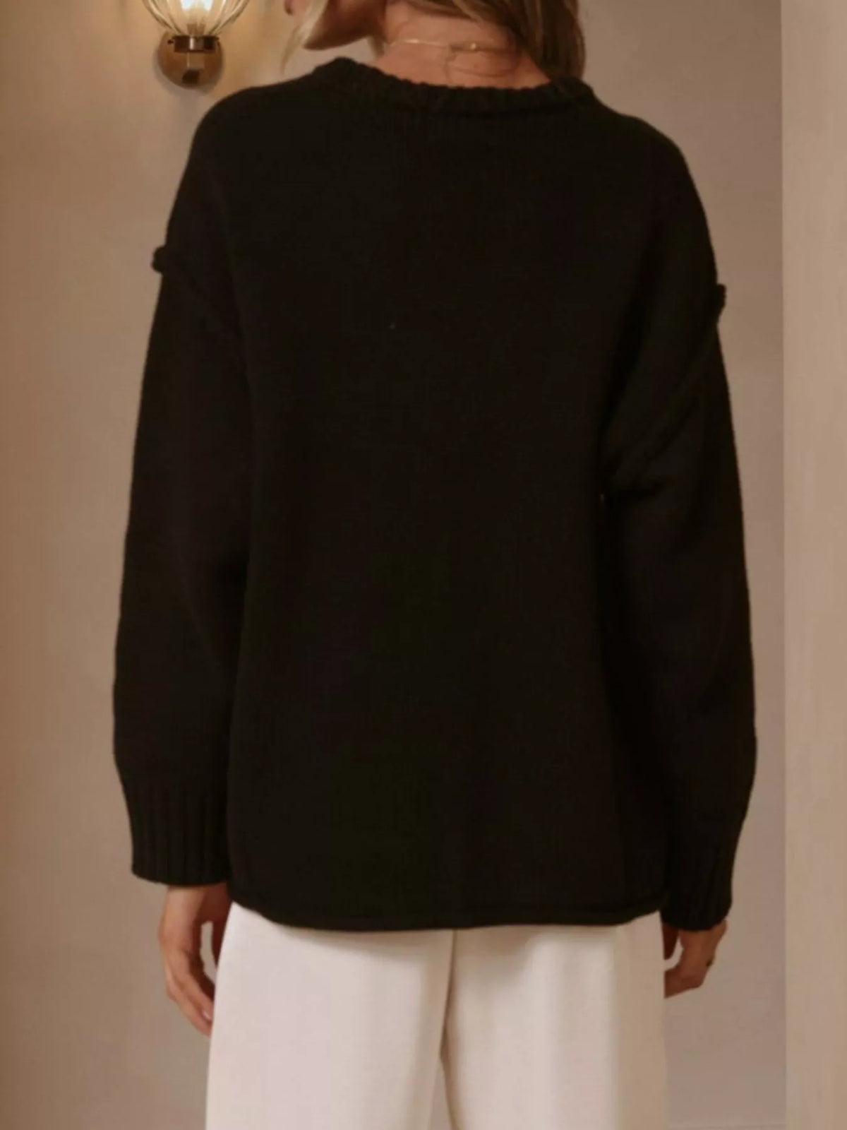 Crew Neck Dropped Shoulder Sweater, view 8