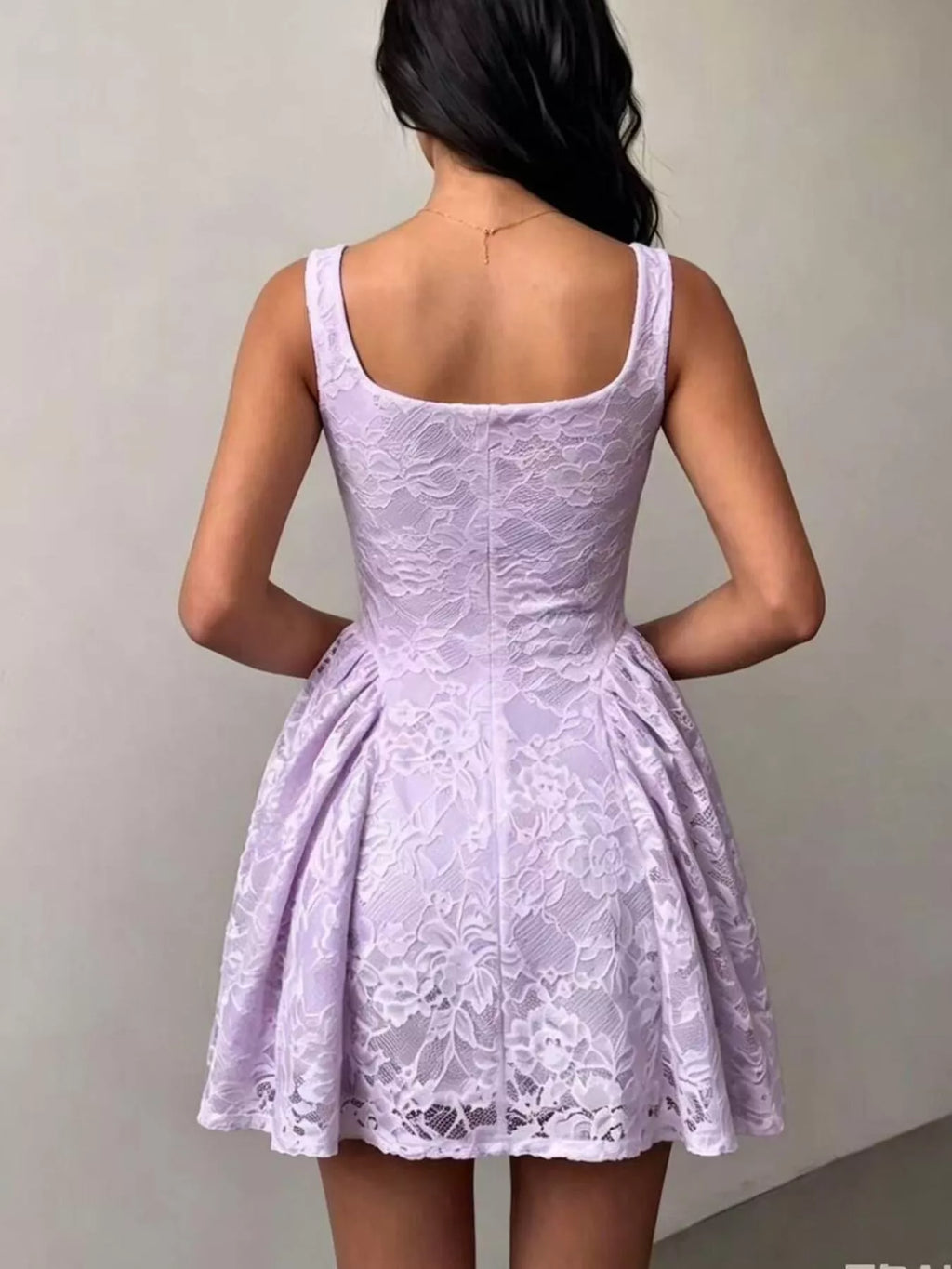 Floral Lace Square Neck Mini Dress - Lilixa.store