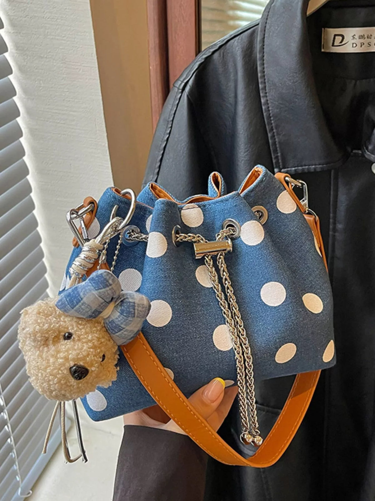 Polka Dot Bucket Crossbody Bag