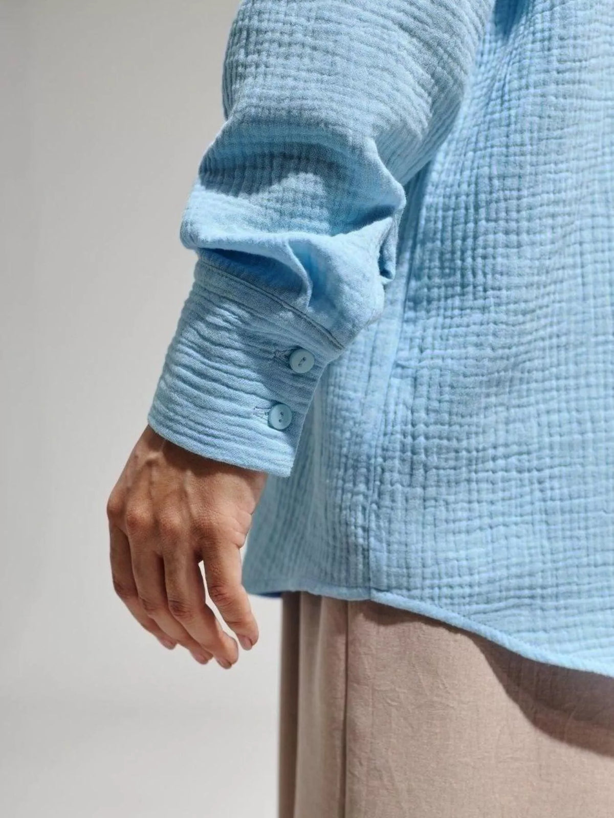 Textured Gauze Button-Down Shirt - Lilixa.store