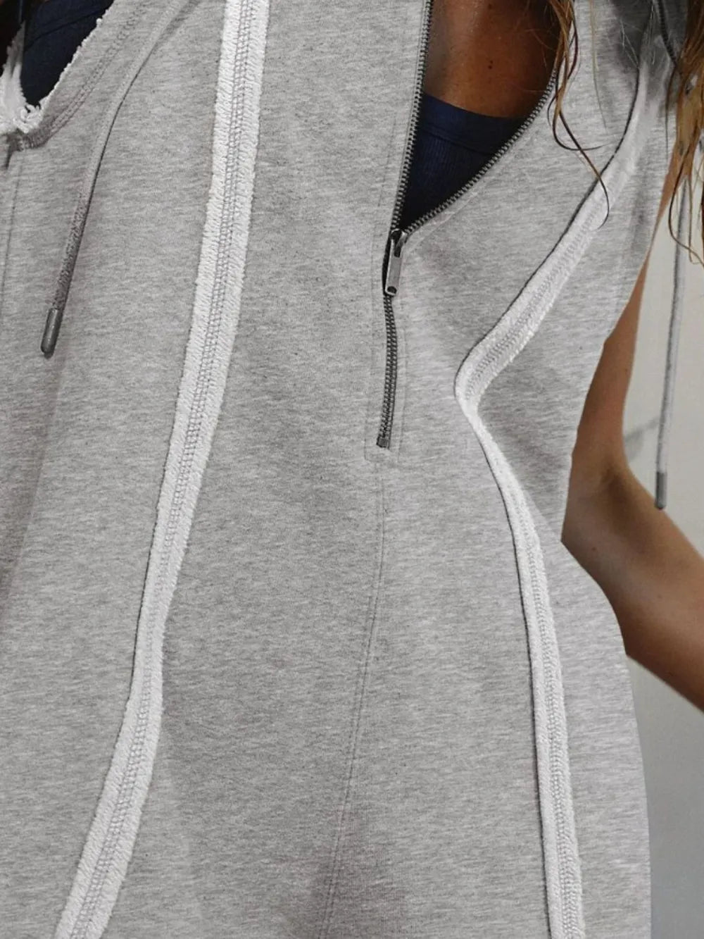 Half Zipped Hooded Sleeveless Romper - Lilixa.store