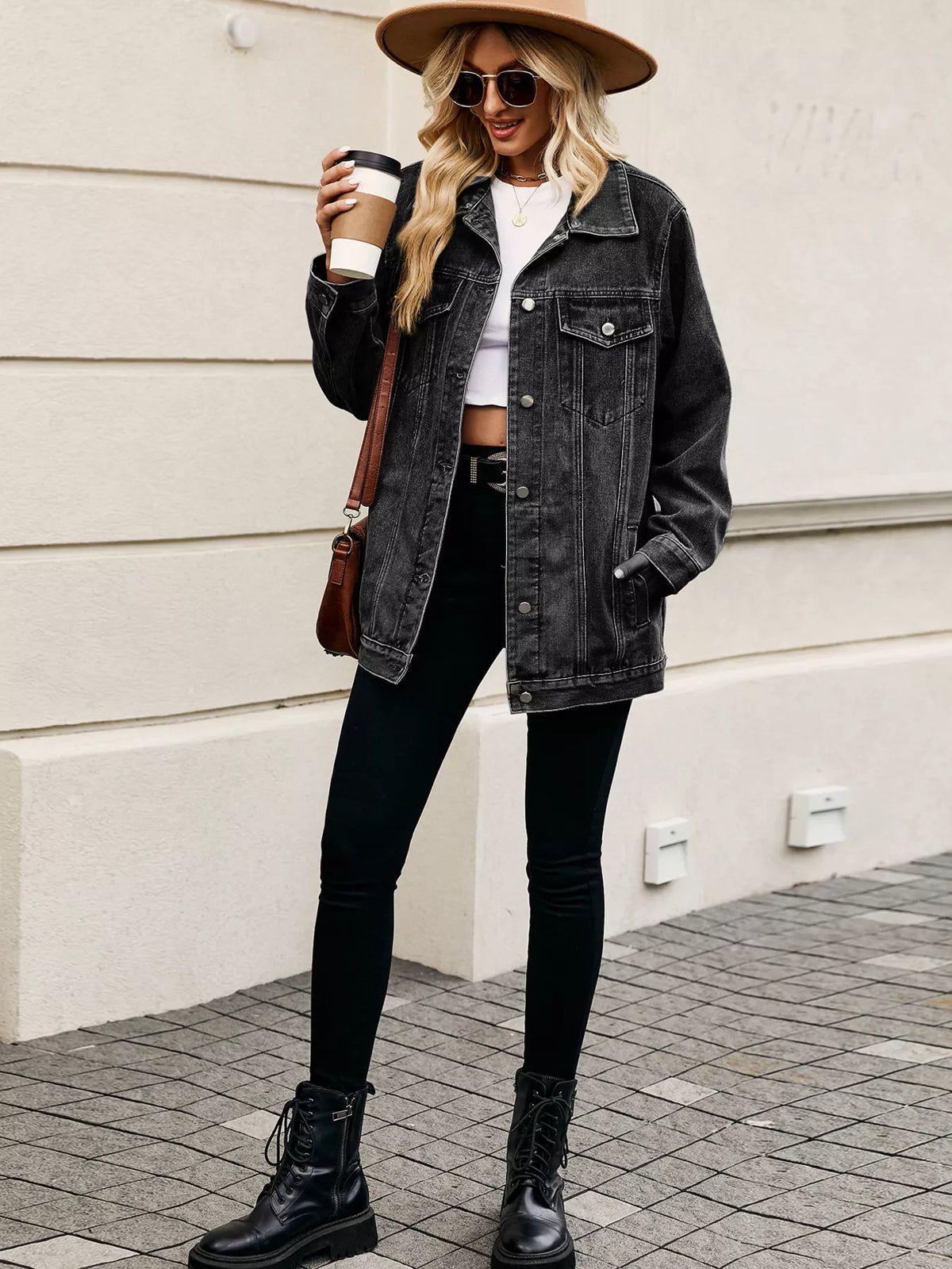 Button Up Long Sleeve Denim Jacket, view 10