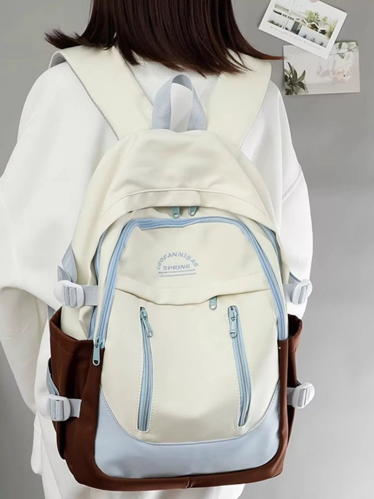 Color Block Lightweight Backpack Bag - Lilixa.store