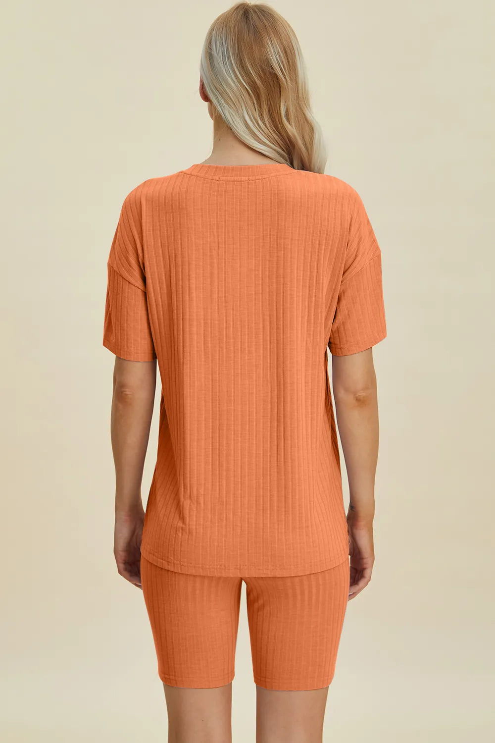 Basic Bae Full Size Ribbed V-Neck Short Sleeve Top and Shorts Set - Lilixa.store