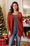 Open Front Long Sleeve Cardigan - Lilixa.store