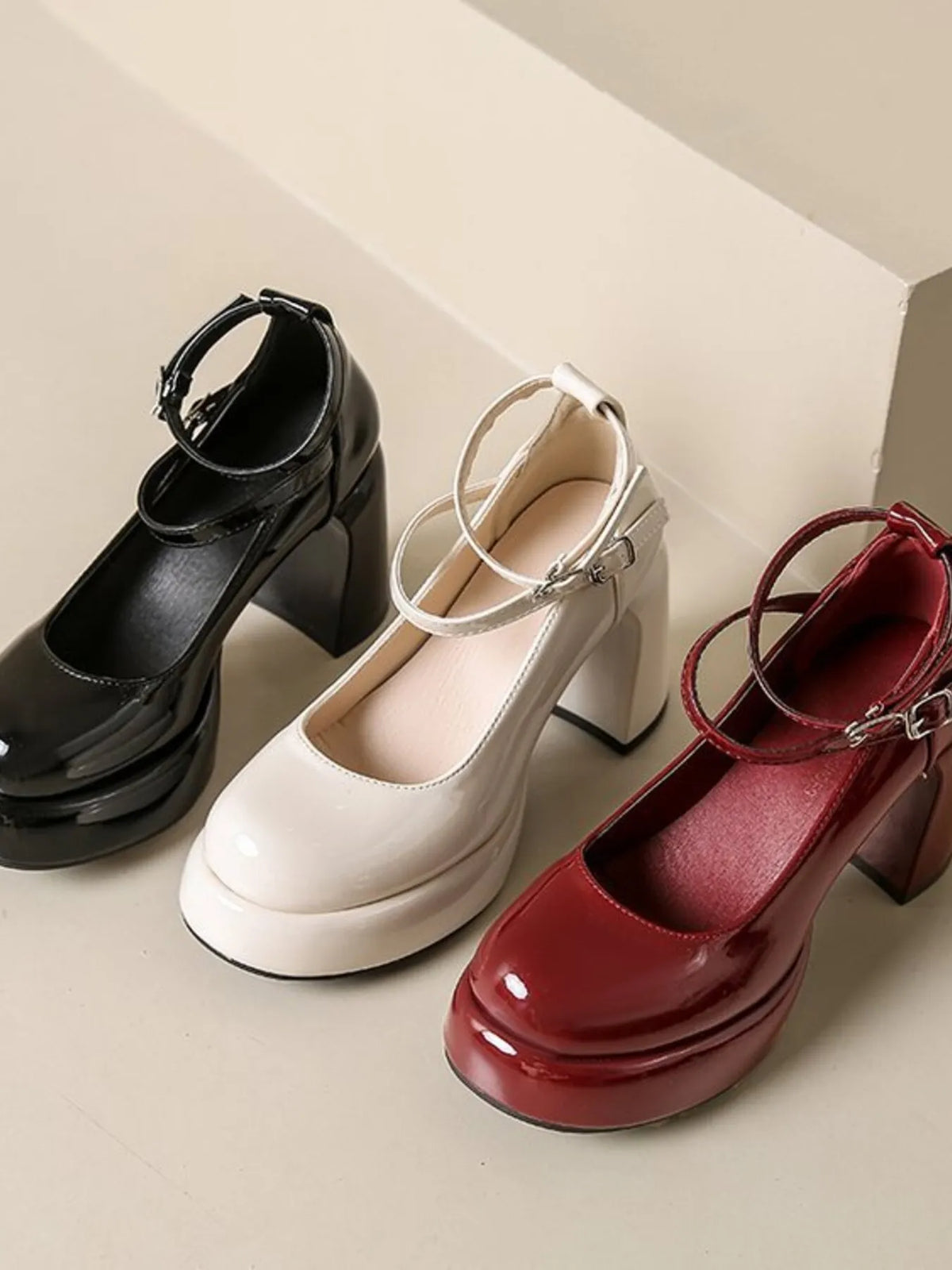 Patent Leather Mary Jane Platform Pumps - Lilixa.store