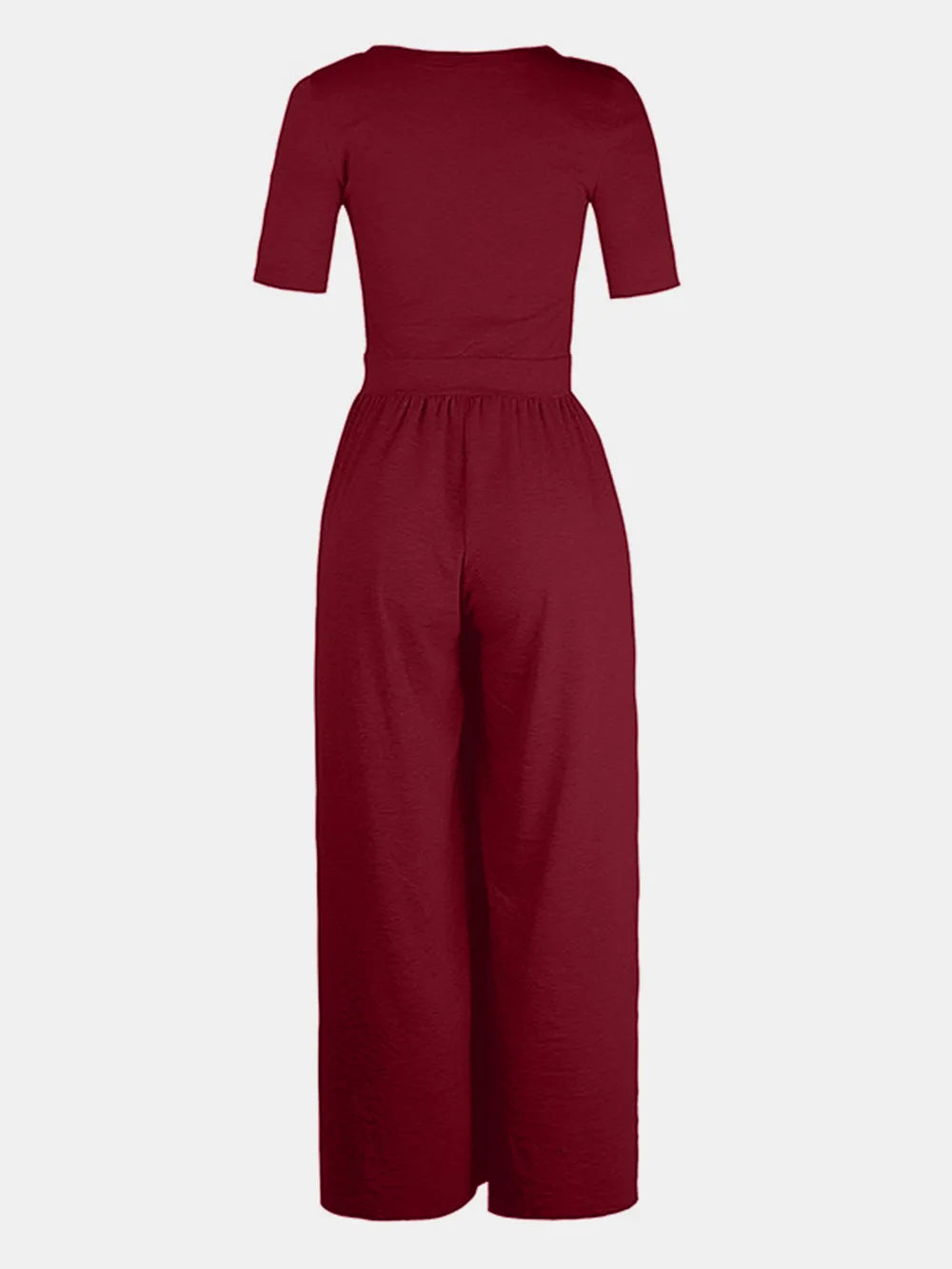 Scoop Neck Short Sleeve Jumpsuit - Lilixa.store