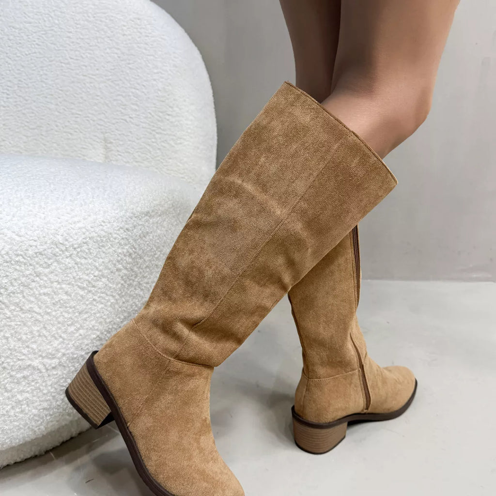 Round Toe Block Heels Boots, view 7