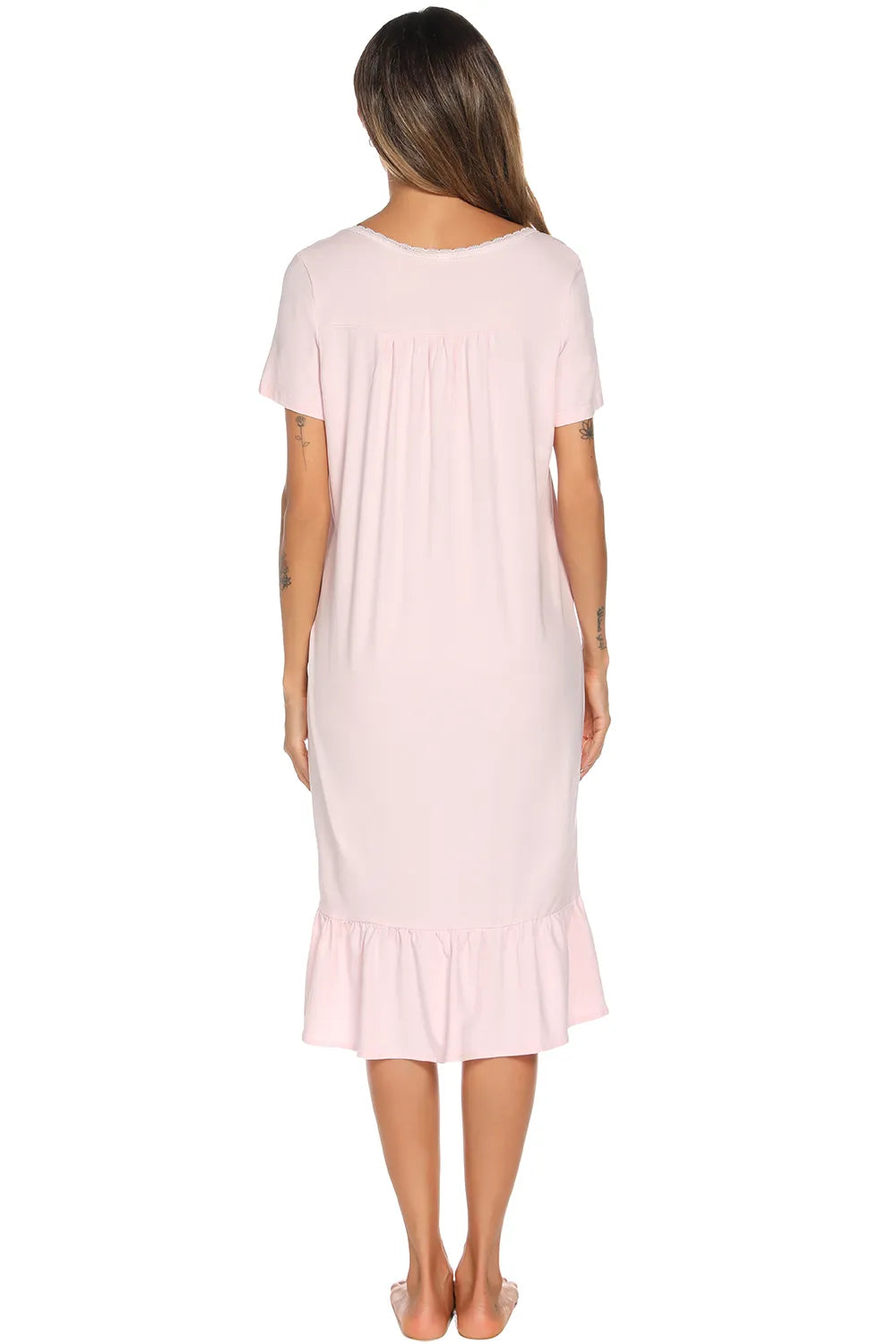 Lace Detail Square Neck Lounge Dress - Lilixa.store
