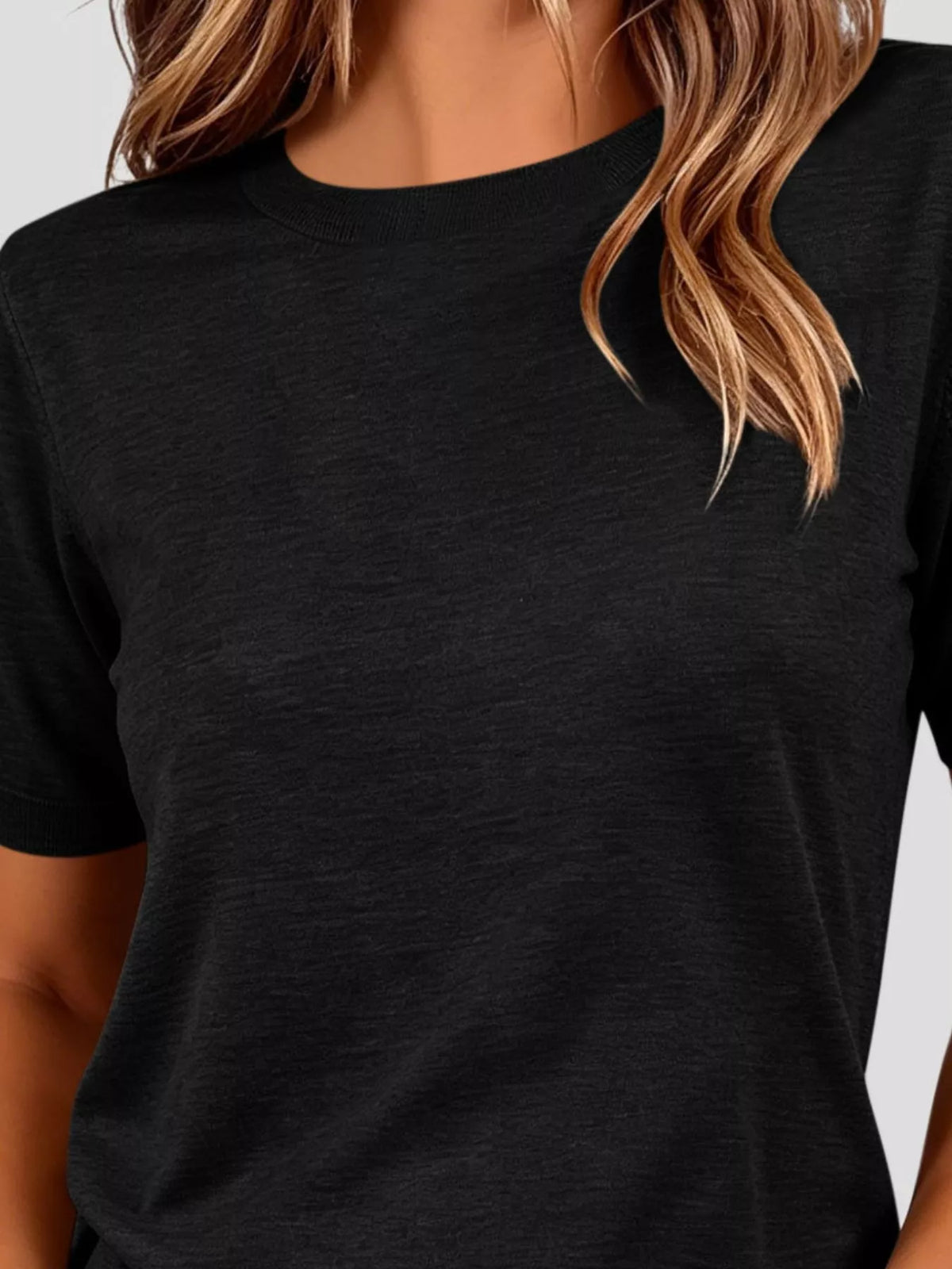 Classic Crew Neck Short Sleeve Knit Top - Lilixa.store