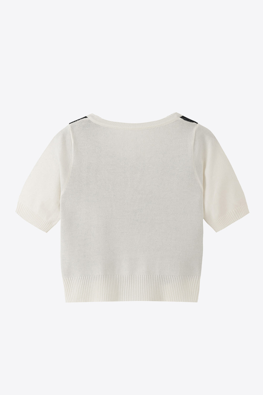 Argyle Round Neck Ribbed Trim Cardigan - Lilixa.store
