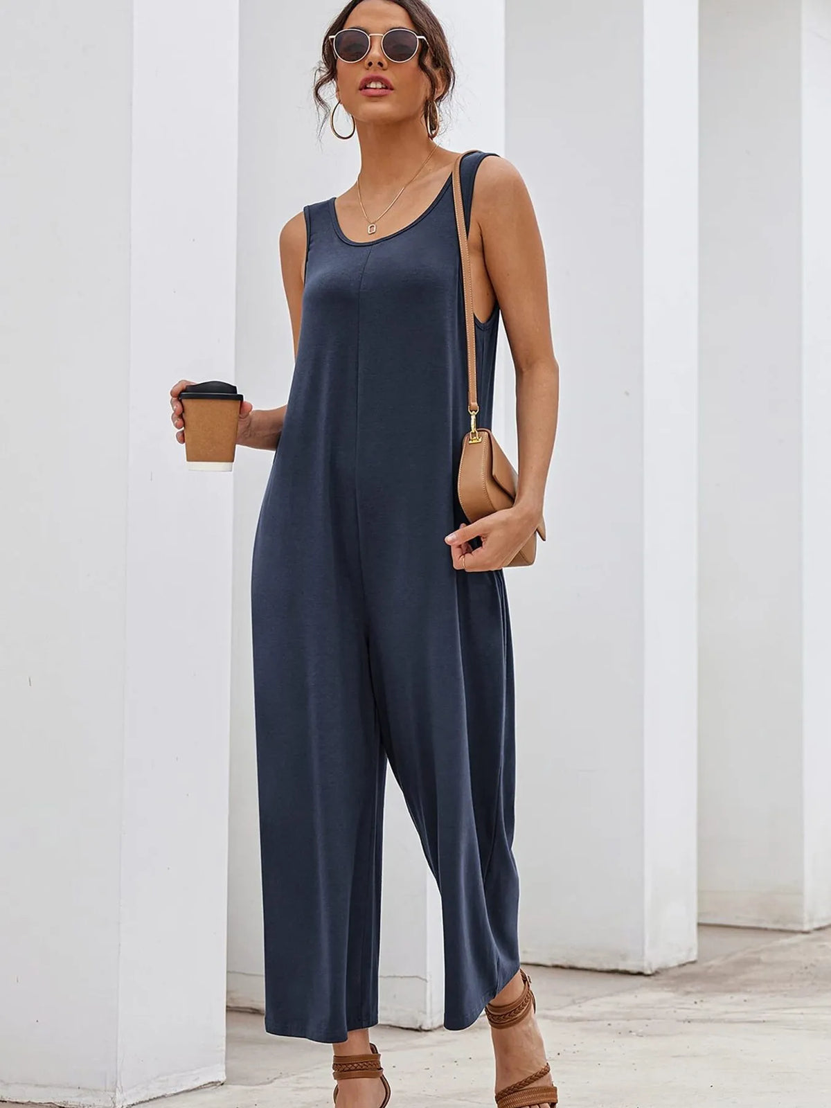 Sleeveless Wide Leg Casual Jumpsuit - Lilixa.store