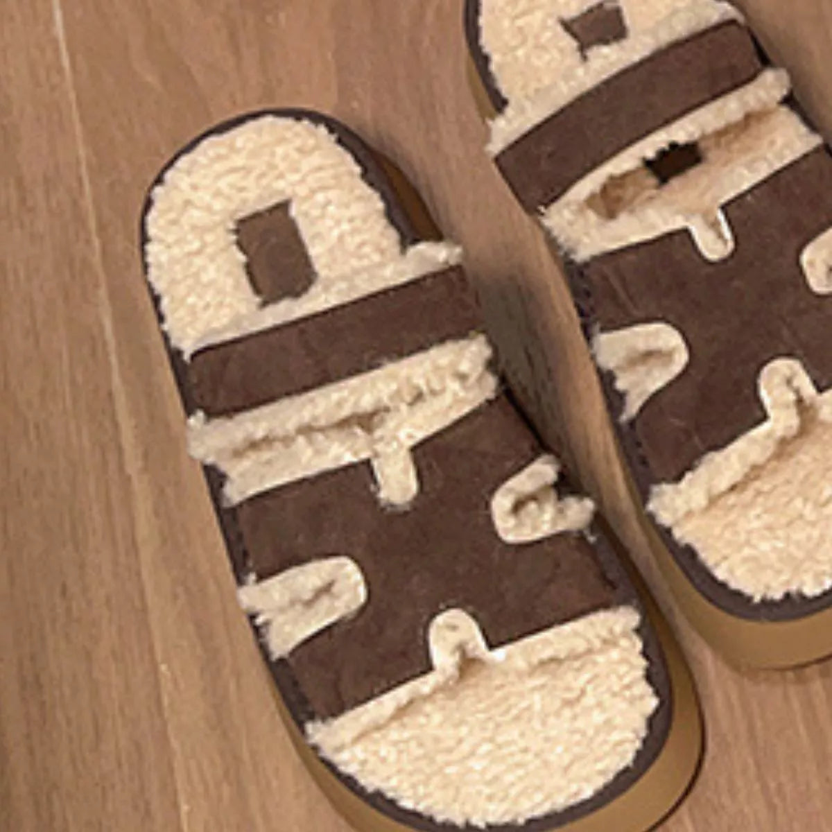 Fluffy Platform Velcro Slippers - Lilixa.store