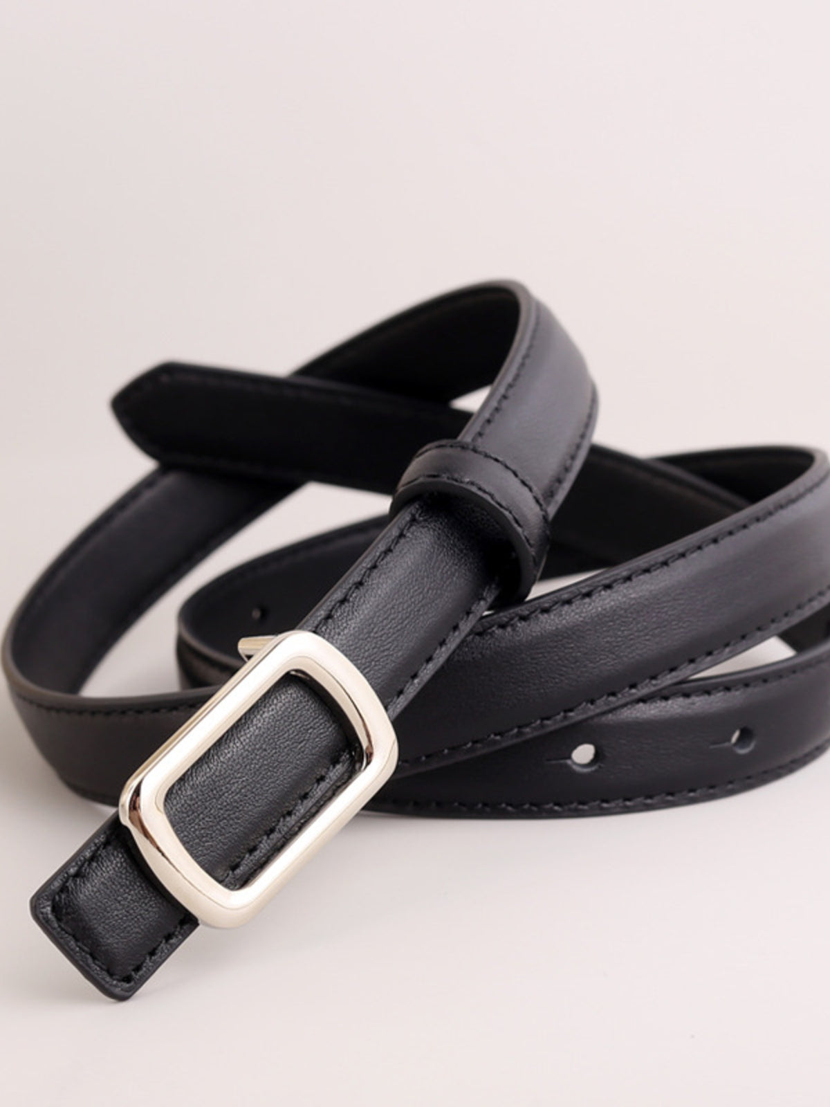 Leather Skinny Belt with Buckle - Lilixa.store