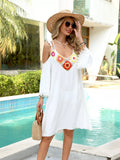 Crochet Trim Cold Shoulder Cover-Up Dress - Lilixa.store
