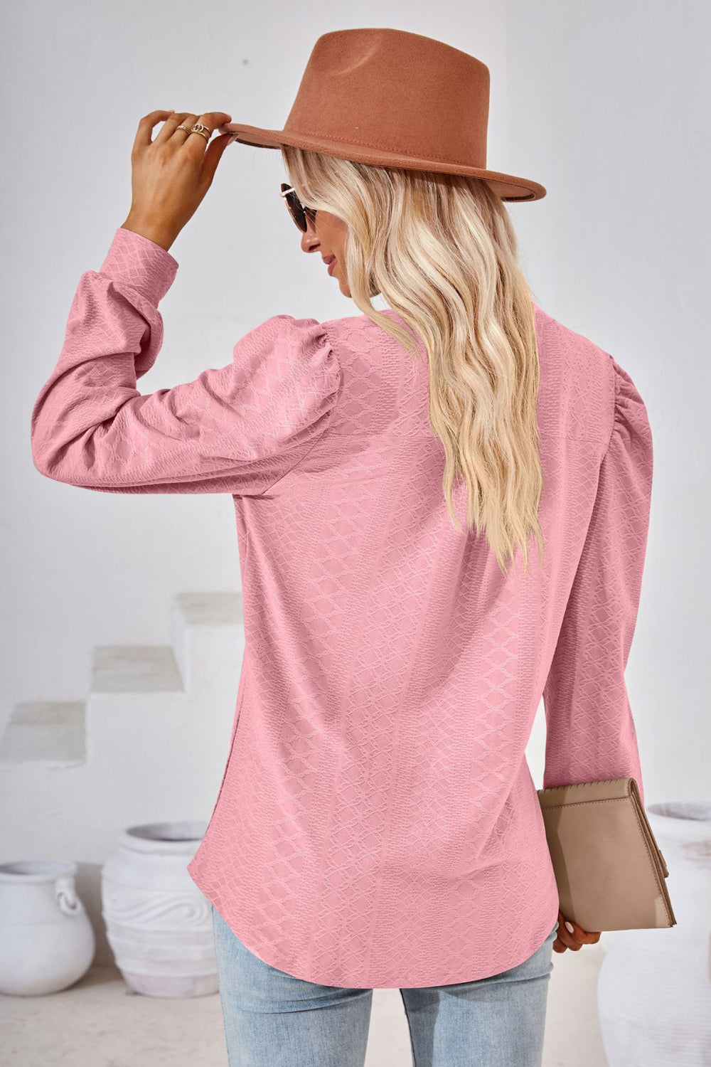 V-Neck Puff Sleeve Blouse, view 18