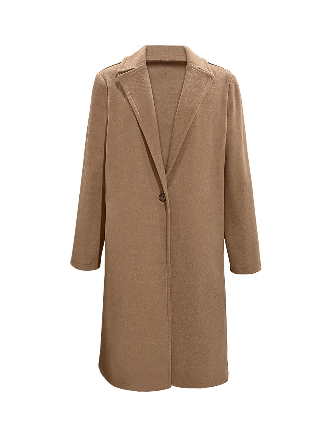 Collared Neck Button Up Long Sleeve Coat - Lilixa.store