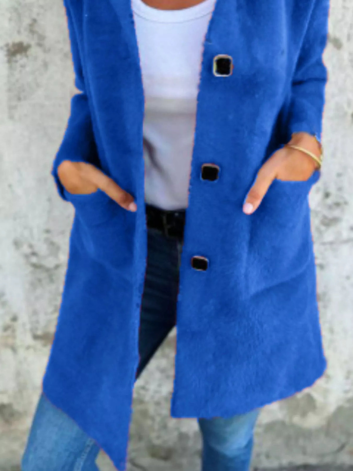 Full Size Button-Down Long Sleeve Longline Coat Plus Size, view 10