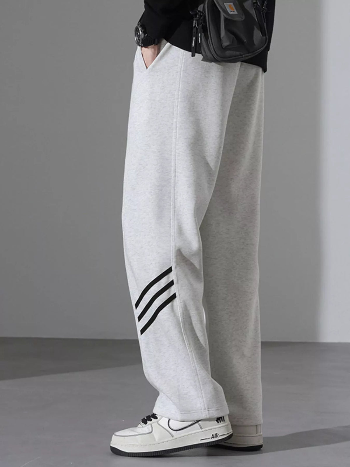 Men's Full Size Casual Loose Fit Sweatpants with Stripes Plus Size, view 3