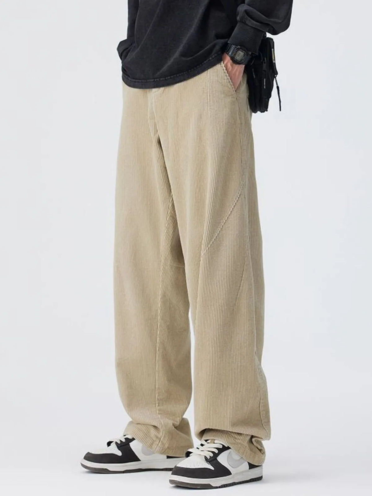 Men's Plus Size Relaxed Fit Corduroy Pants in Khaki