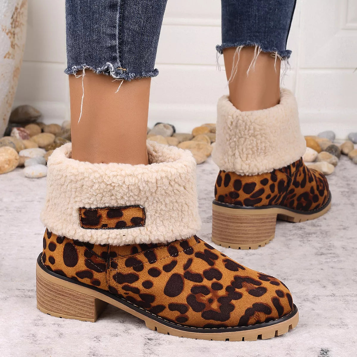 Leopard Print Plush Lined Boots - Lilixa.store