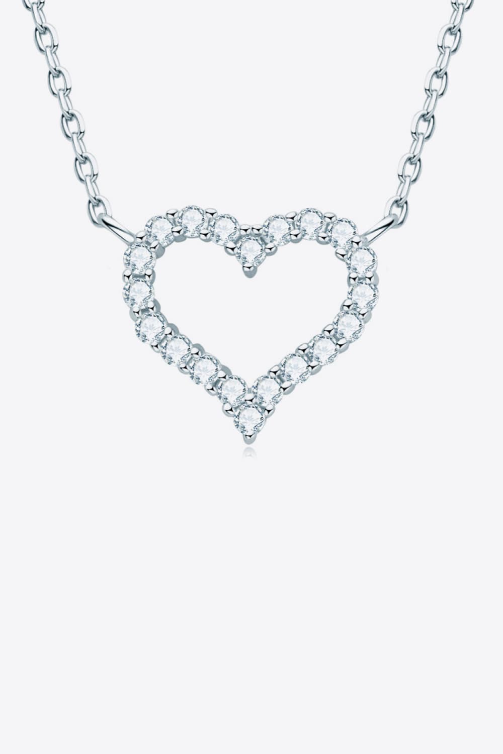 Adored Moissanite Platinum-Plated Heart Necklace - Lilixa.store