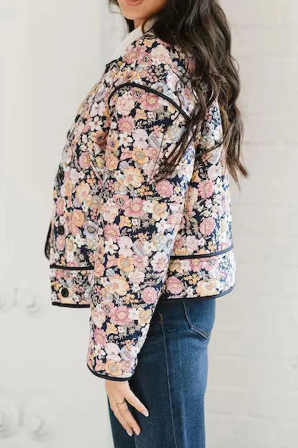 Floral Button Up Long Sleeve Winter Coat - Lilixa.store