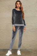 Round Neck Long Sleeve Loungewear Set with Pockets - Lilixa.store