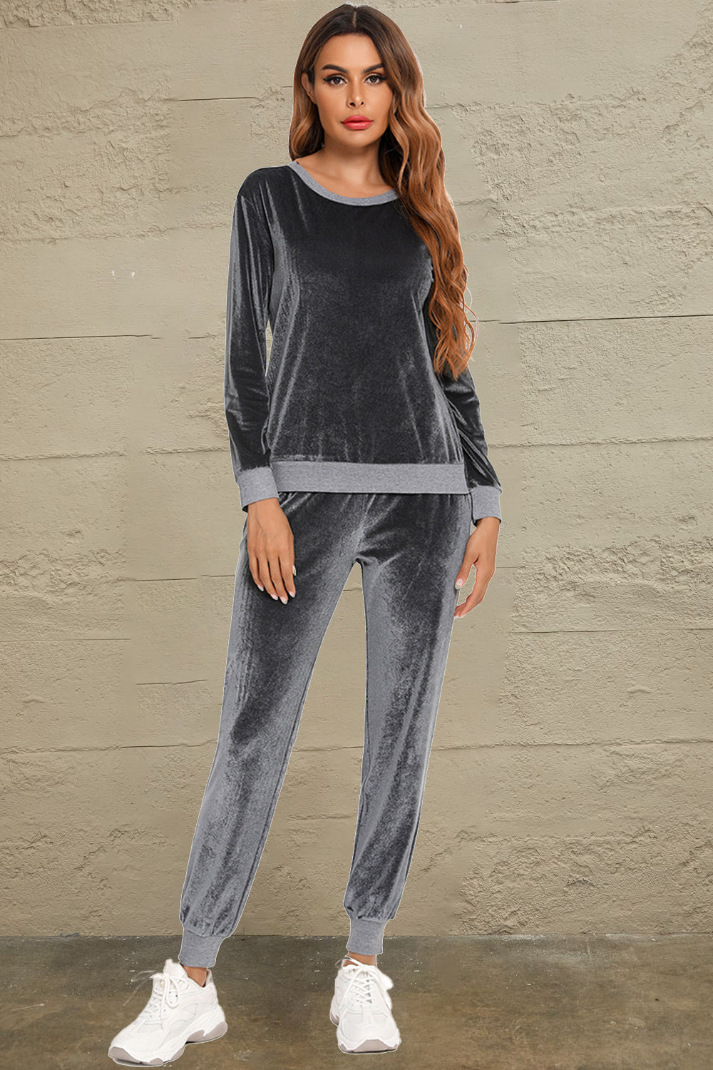 Round Neck Long Sleeve Loungewear Set with Pockets - Lilixa.store