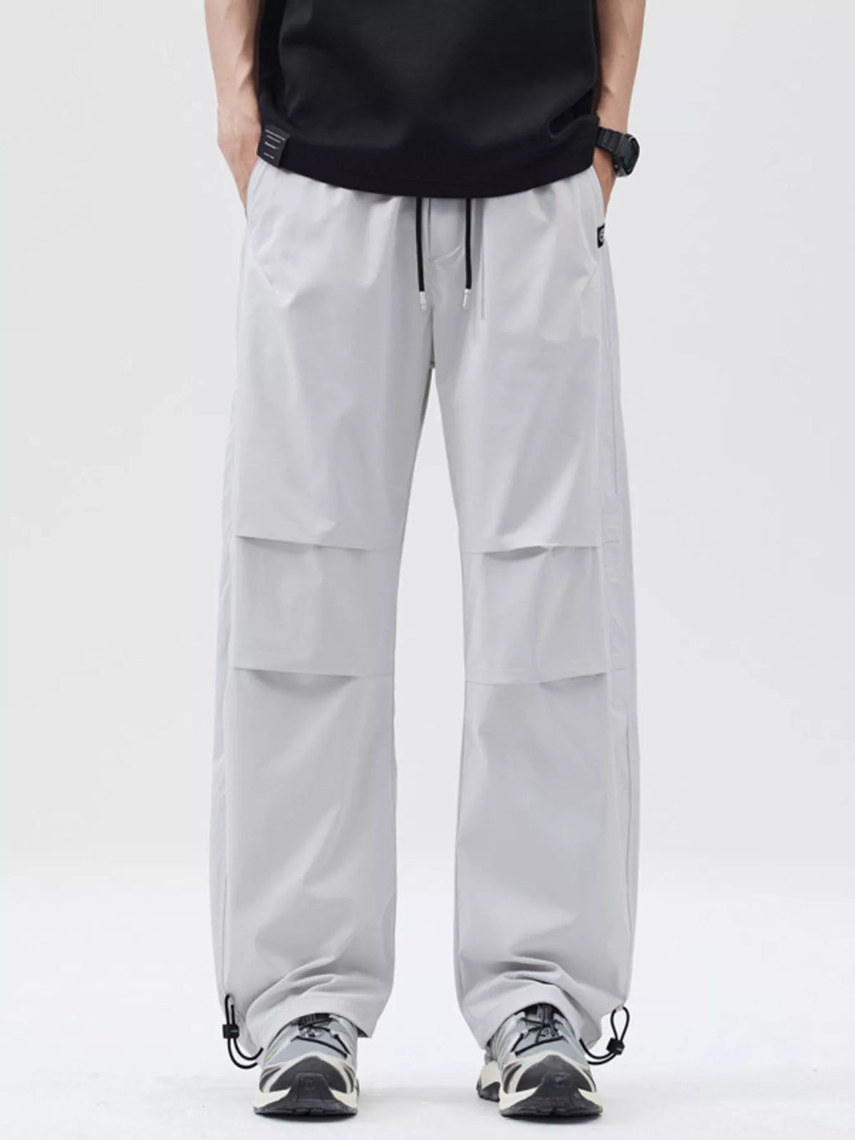 Men's Full Size Relaxed Fit Drawstring Pants Plus Size in Grey