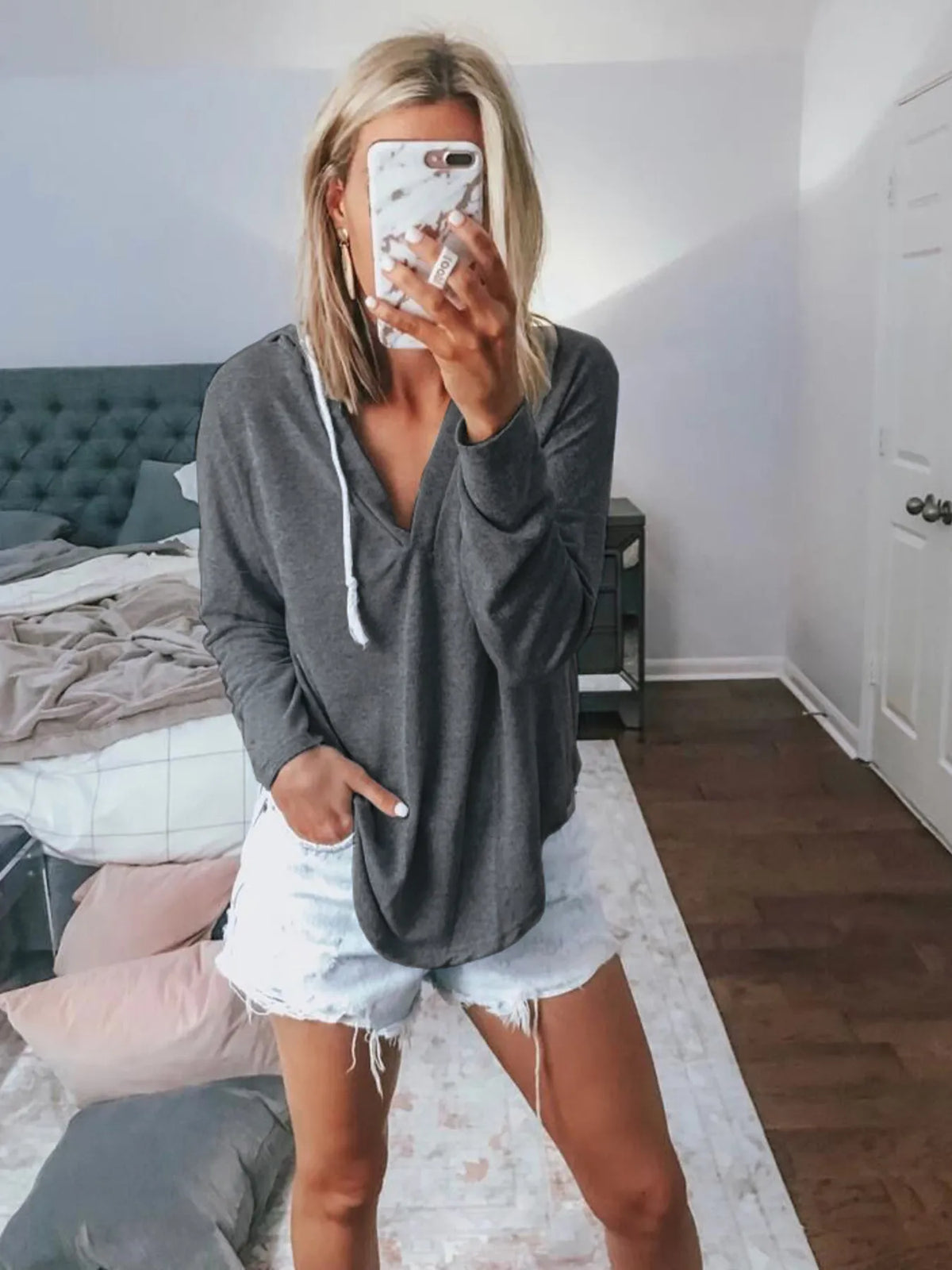 Full Size Drawstring Long Sleeve Hoodie Plus Size - Lilixa.store